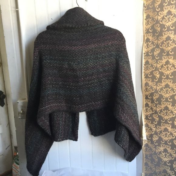 John Branigan Weavers Sweater Shawl Collar Wool Poncho Cape Wrap Jacket Buckles - Picture 11 of 11